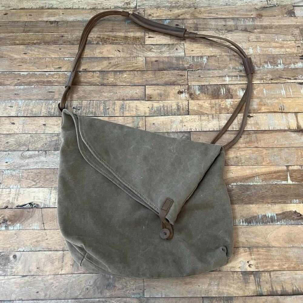 Gootium Canvas Unisex Crossbody Shoulder Bag Asymmetrical Fold-Over Flap